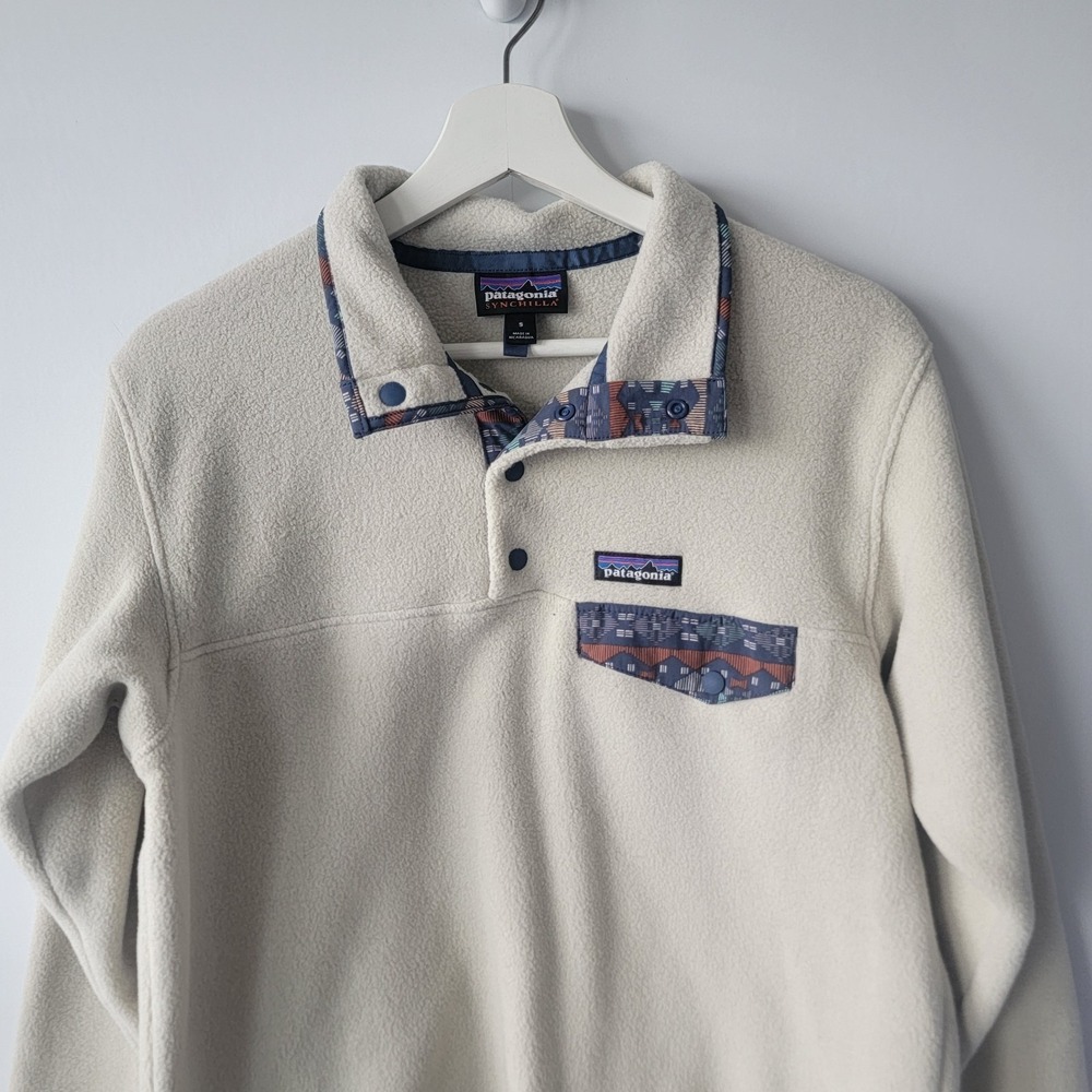 patagonia women lightweight synchilla snap-T pullover sweater sz S Pelican stone - Picture 3 of 8